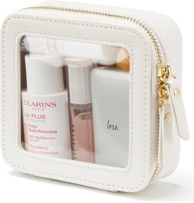 Piccola borsa cosmetica per borsa mini borsa trucco per la scuola dolce pulito trucco borsa per il viaggio piccolo cuoio bianco trucco O