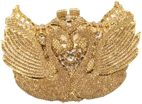 BOUTIQUE DE FGG DONNE SWAN CLUTCH Cristale Bottega di sera Bottega di nozze CENA DONNE RINESTONE MINAUDIERE Bottega di mano