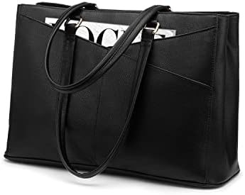 LAPTOP TOTE BAG PER DONNE 15,6 pollici di pelle impermeabile BALZETTI PER COMPUTATORE BUSINESS OFFICE LAVORO BRIEFCASE NERO