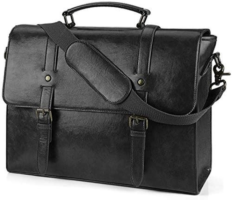 BORSA MESSENGER VINTAGE 15,6 pollici di pelle impermeabile portatile portatile grande borsa a spalla BORSA RETRO OFFICE COLLEGIO