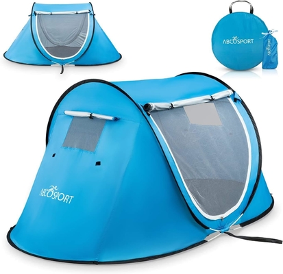 Abco Pop Up Tent per 2 persone - Cabana portatile con 2 porte, resistente all'acqua e protezione UV, borsa da trasporto - Sky Blue