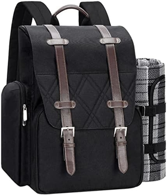 Zaino da picnic per 4 persone con grande borsa isolante per il raffreddamento, set di cestini da picnic con borsa per vino,
