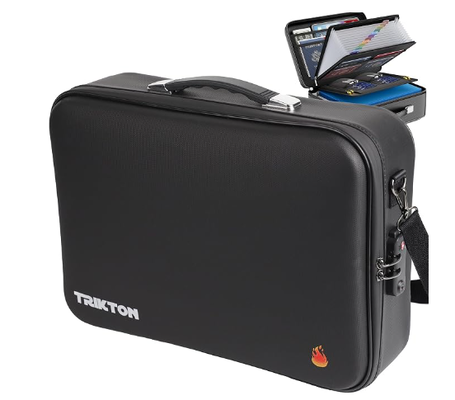 Scatola per documenti XXL resistente al fuoco e all'acqua con serratura TSA - Custodia rigida (43x33x15 cm) Organizzatore di file rigido per documenti importanti, laptop, passaporto, testamenti e certificati