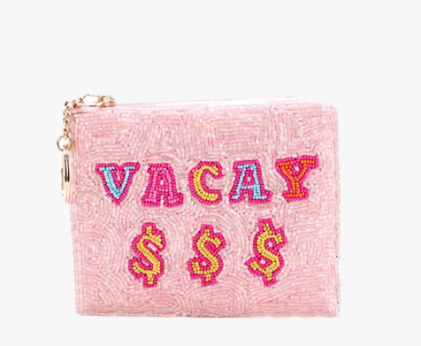 Elegante Ricki con perline borsa da moneta con perline dettagliate Chiusura sicura e chiaviera in tonalità oro Design compatto per il quotidiano
