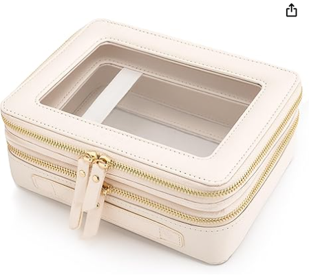 Borse per Trucco Trasparenti Grandi, Borse Cosmetiche a Doppio Strato con Scomparto Separato per Pennelli, Borsa da Viaggio per Articoli da Toeletta, Organizer per Accessori da Viaggio per Donna, 2 Strati