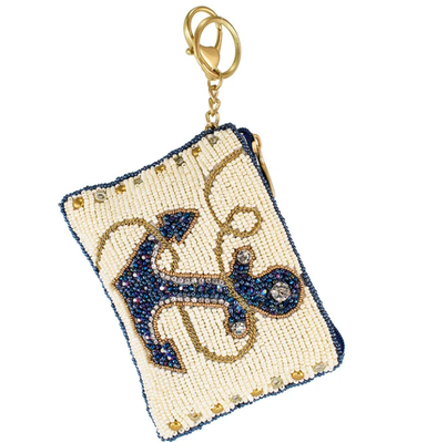 Portafoglio a monete Hooked Up Borsa per monete accattivante a forma di farfalla con audaci motivi floreali di perline, divertente nappa portachiavi e chiusura a zip, perfetta per piccoli oggetti essenziali
