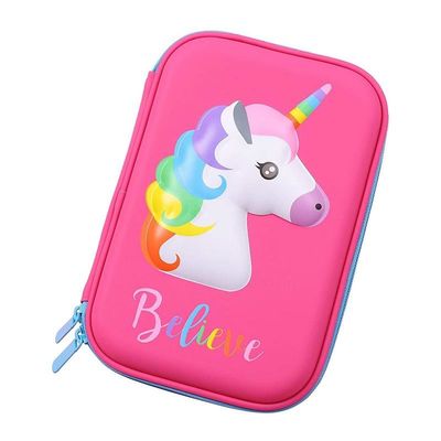 Cassa per matite EVA durevole Conchiglia dura 3D Unicorn Design Cassa di conservazione può contenere fino a 60 penne Forma personalizzabile Stile e colore