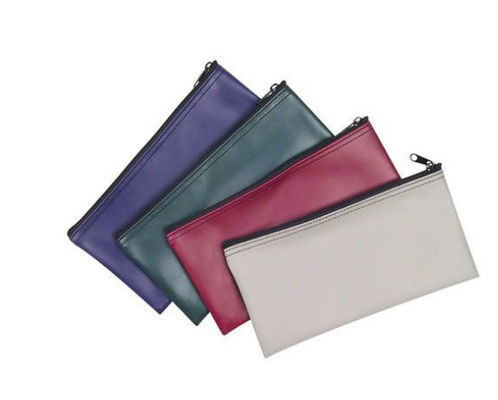 Borse con cerniera personalizzabili disponibili in varie misure, realizzate in PVC e pelle, adatte per depositi in contanti