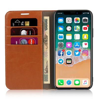Cassa di cuoio del telefono dell'unità di elaborazione di Iphone 13, cassa di cuoio del portafoglio di Samsung S8