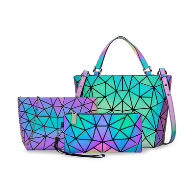 Borse tote in pelle PU Ringer Geometry Fashion Cambia colore laser