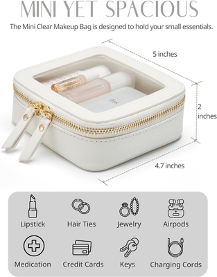Piccola borsa cosmetica per borsa mini borsa trucco per la scuola dolce pulito trucco borsa per il viaggio piccolo cuoio bianco trucco O