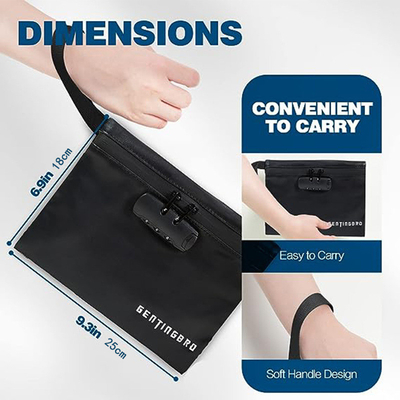 Borsa di denaro con serratura KaAutoler Borsa di denaro ignifuge e impermeabile con chiusura a cerniera Cassaforte a prova di fuoco Borsa di denaro Locki