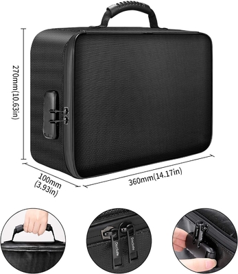 Borsa per documenti con serratura, custodia a 3 strati a prova di fuoco con cerniera impermeabile, portabile per documenti