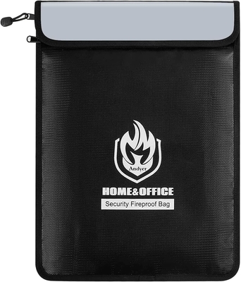 Borsa per documenti a due tasche a prova di fuoco (2000 ° F), 15 ¢ x 11 ¢ Borsa per soldi a prova di fuoco a prova d'acqua con cerniera, impermeabile