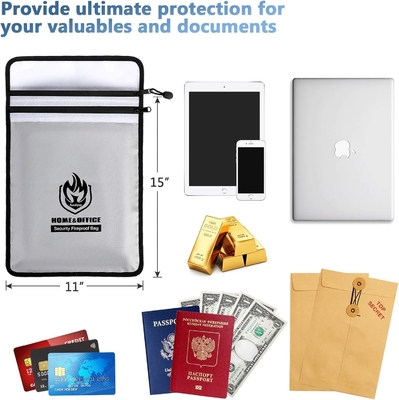 Borsa per documenti a due tasche a prova di fuoco (2000 ° F), 15 ¢ x 11 ¢ Borsa per soldi a prova di fuoco a prova d'acqua con cerniera, impermeabile