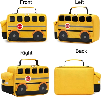 Scatola di pranzo per bambini Ragazzi Ragazze Scuola Sacchetti da pranzo riutilizzabili Raffreddatore Piatto termale per picnic (autobus scolastico giallo)