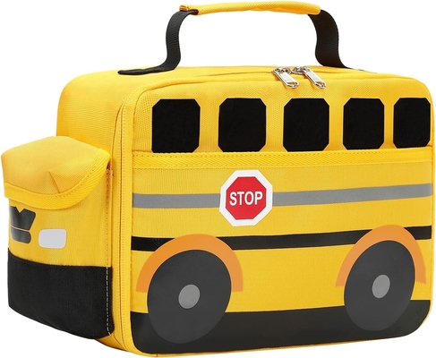 Scatola di pranzo per bambini Ragazzi Ragazze Scuola Sacchetti da pranzo riutilizzabili Raffreddatore Piatto termale per picnic (autobus scolastico giallo)