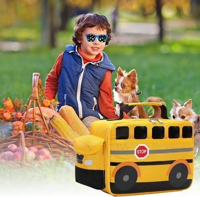 Scatola di pranzo per bambini Ragazzi Ragazze Scuola Sacchetti da pranzo riutilizzabili Raffreddatore Piatto termale per picnic (autobus scolastico giallo)