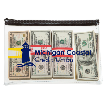 1 COLOR INPRINTED - CLEAR VINYL ZIPPER BAG - 12W X 8H - QUICK-SHIPP
