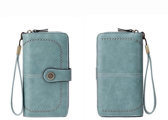 Portafoglio RFID anti-magnetico a vendita calda Portafoglio da donna con cerniera lunga Borsa da mano di grande capacità