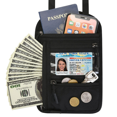 Viaggiare a bordo DOCUMENTO MULTIFUNZIONALE BORSA RFID Collare PASSOPORTO BORSA DEL TITOLLO DEL PASSOPORTO DOCUMENTO CAMBIO Manica protettiva