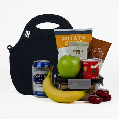 Built Gourmet Getaway Soft Neoprene Lunch Tote Bag - Leggera, isolante e riutilizzabile, una taglia, nera