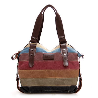 NEW TREND ARCO DI DIETTA TASCHIA DI CANVAS A STRIPPETTE MODA PATCHWORK TASCHIA D'ACQUA DOMESTICA TASCHIA di abbigliamento