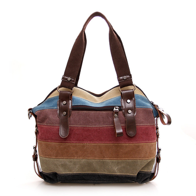 NEW TREND ARCO DI DIETTA TASCHIA DI CANVAS A STRIPPETTE MODA PATCHWORK TASCHIA D'ACQUA DOMESTICA TASCHIA di abbigliamento