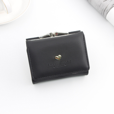 BORSA CORTA DI FERRO BORSA in forma di cuore per donna BORSA DI CLUTCH COLOR SOLIDO MONETA SIMPLE Portafogli BORSA di carta BORSA corta BORSA di clip