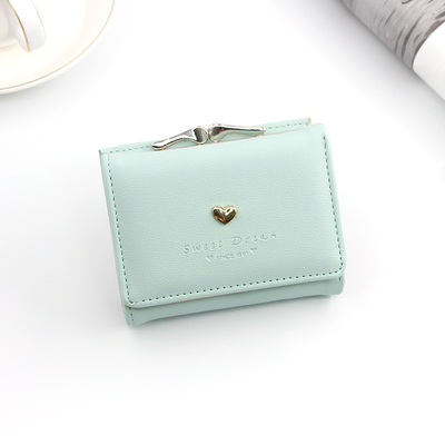 BORSA CORTA DI FERRO BORSA in forma di cuore per donna BORSA DI CLUTCH COLOR SOLIDO MONETA SIMPLE Portafogli BORSA di carta BORSA corta BORSA di clip