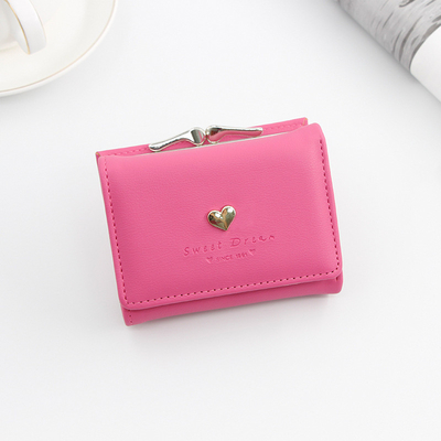 BORSA CORTA DI FERRO BORSA in forma di cuore per donna BORSA DI CLUTCH COLOR SOLIDO MONETA SIMPLE Portafogli BORSA di carta BORSA corta BORSA di clip
