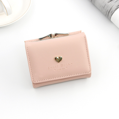 BORSA CORTA DI FERRO BORSA in forma di cuore per donna BORSA DI CLUTCH COLOR SOLIDO MONETA SIMPLE Portafogli BORSA di carta BORSA corta BORSA di clip