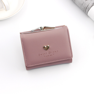 BORSA CORTA DI FERRO BORSA in forma di cuore per donna BORSA DI CLUTCH COLOR SOLIDO MONETA SIMPLE Portafogli BORSA di carta BORSA corta BORSA di clip