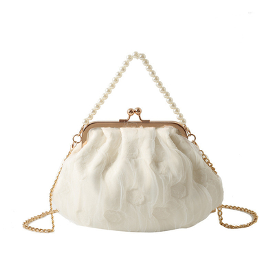 2024 NEW RETRO FAIRY SOLID COLOR PETIT BAG BLANCO BORSA DI MANO PERLA BORSA DI DONNE INFERNO NETTO IN Semplice BORSA di corpo trasversale