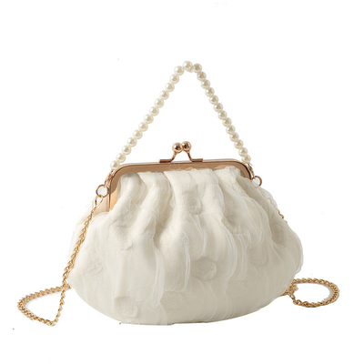 2024 NEW RETRO FAIRY SOLID COLOR PETIT BAG BLANCO BORSA DI MANO PERLA BORSA DI DONNE INFERNO NETTO IN Semplice BORSA di corpo trasversale