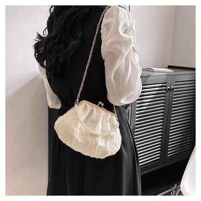 2024 NEW RETRO FAIRY SOLID COLOR PETIT BAG BLANCO BORSA DI MANO PERLA BORSA DI DONNE INFERNO NETTO IN Semplice BORSA di corpo trasversale