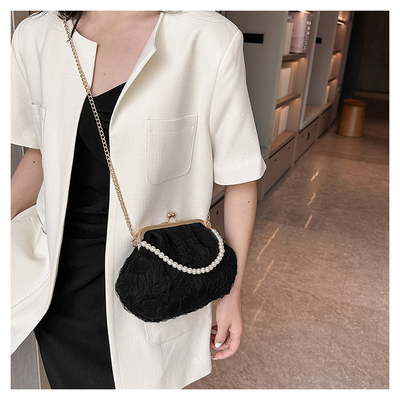 2024 NEW RETRO FAIRY SOLID COLOR PETIT BAG BLANCO BORSA DI MANO PERLA BORSA DI DONNE INFERNO NETTO IN Semplice BORSA di corpo trasversale