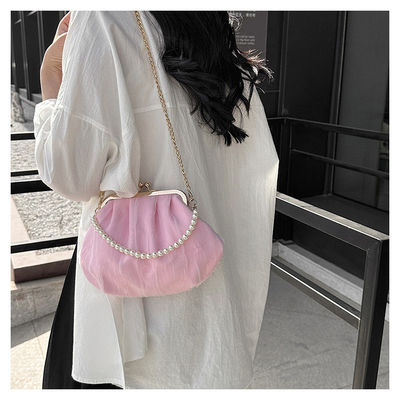 2024 NEW RETRO FAIRY SOLID COLOR PETIT BAG BLANCO BORSA DI MANO PERLA BORSA DI DONNE INFERNO NETTO IN Semplice BORSA di corpo trasversale