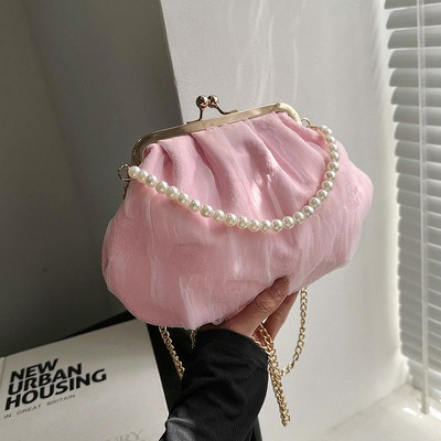 2024 NEW RETRO FAIRY SOLID COLOR PETIT BAG BLANCO BORSA DI MANO PERLA BORSA DI DONNE INFERNO NETTO IN Semplice BORSA di corpo trasversale