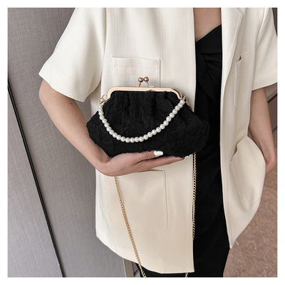 2024 NEW RETRO FAIRY SOLID COLOR PETIT BAG BLANCO BORSA DI MANO PERLA BORSA DI DONNE INFERNO NETTO IN Semplice BORSA di corpo trasversale