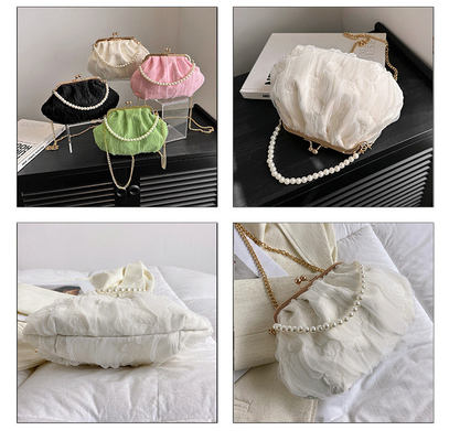 2024 NEW RETRO FAIRY SOLID COLOR PETIT BAG BLANCO BORSA DI MANO PERLA BORSA DI DONNE INFERNO NETTO IN Semplice BORSA di corpo trasversale
