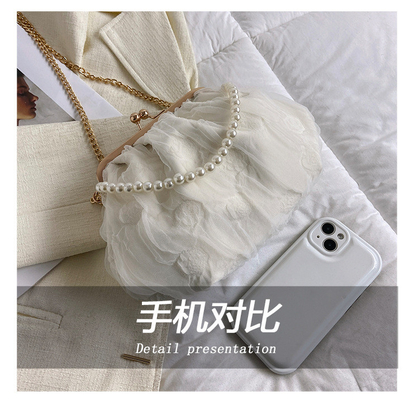 2024 NEW RETRO FAIRY SOLID COLOR PETIT BAG BLANCO BORSA DI MANO PERLA BORSA DI DONNE INFERNO NETTO IN Semplice BORSA di corpo trasversale