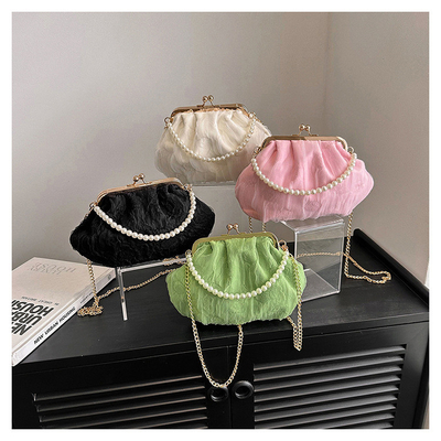 2024 NEW RETRO FAIRY SOLID COLOR PETIT BAG BLANCO BORSA DI MANO PERLA BORSA DI DONNE INFERNO NETTO IN Semplice BORSA di corpo trasversale