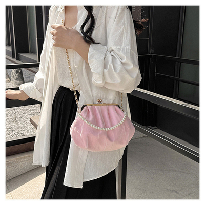 2024 NEW RETRO FAIRY SOLID COLOR PETIT BAG BLANCO BORSA DI MANO PERLA BORSA DI DONNE INFERNO NETTO IN Semplice BORSA di corpo trasversale