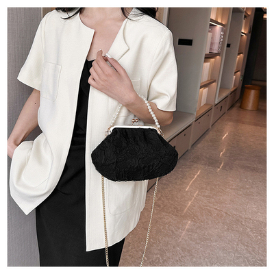2024 NEW RETRO FAIRY SOLID COLOR PETIT BAG BLANCO BORSA DI MANO PERLA BORSA DI DONNE INFERNO NETTO IN Semplice BORSA di corpo trasversale