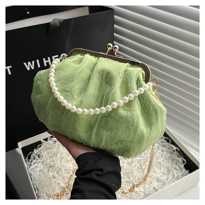 2024 NEW RETRO FAIRY SOLID COLOR PETIT BAG BLANCO BORSA DI MANO PERLA BORSA DI DONNE INFERNO NETTO IN Semplice BORSA di corpo trasversale