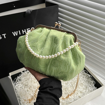 2024 NEW RETRO FAIRY SOLID COLOR PETIT BAG BLANCO BORSA DI MANO PERLA BORSA DI DONNE INFERNO NETTO IN Semplice BORSA di corpo trasversale