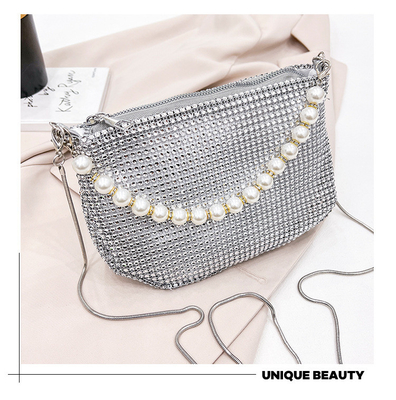 Nuovo manico perla imitazione borsa di diamante pieno borsa spalla borsa esplosivo di festa transfrontaliera borsa da cena moda spalla