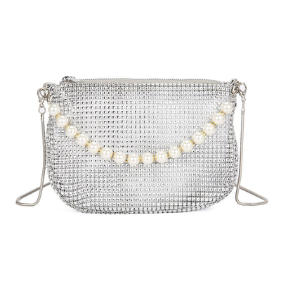 Nuovo manico perla imitazione borsa di diamante pieno borsa spalla borsa esplosivo di festa transfrontaliera borsa da cena moda spalla