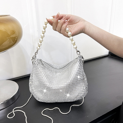 Nuovo manico perla imitazione borsa di diamante pieno borsa spalla borsa esplosivo di festa transfrontaliera borsa da cena moda spalla